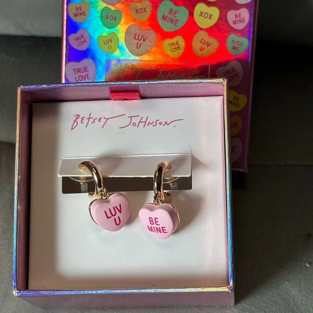 Betsey Johnson Pink Candy Heart Earrings
